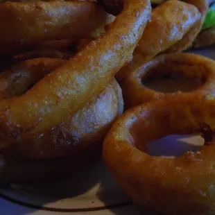 Onion rings, close-up.