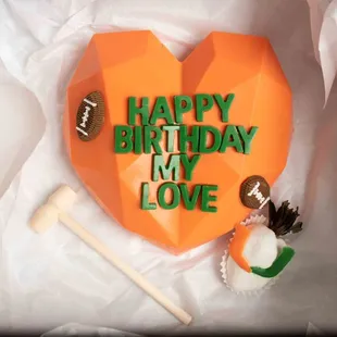 Football chocolate breakable heart with strawberries inside!