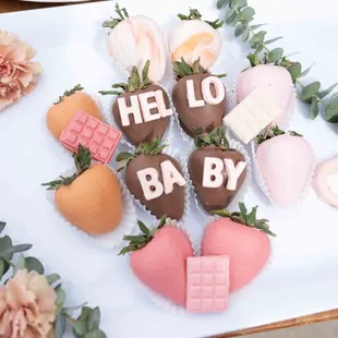 Baby shower chocolate covered strawberries for dessert trays!