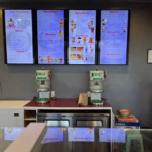 the menus of a fast food restaurant