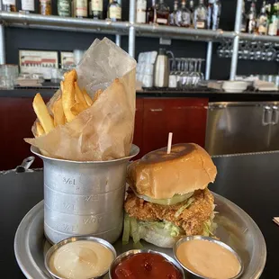 Classic Chicken Sandwich with fries