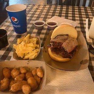 Food was delicious; great service by the waitress; she was very kind and respectful. Definitely recommend if you love a good brisket.