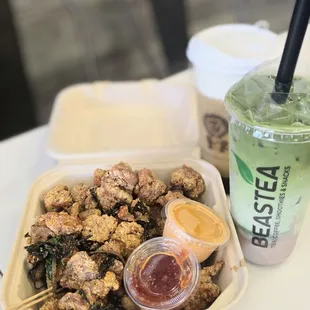 Great popcorn chicken, very generous portion.