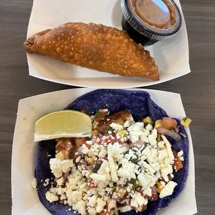 Empanada &amp; fish taco