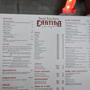 Menu as of June 2024