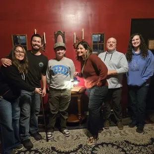 Our fun enthusiastic group inside our escape room.