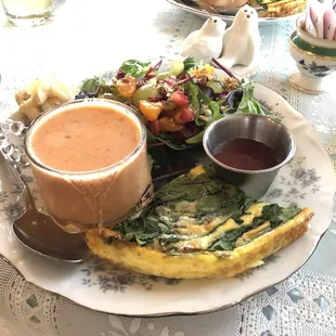 Glory Gluten Free, which comes with a slice of frittata, sweet tomato basil soup, and Spring Time Bliss Salad.