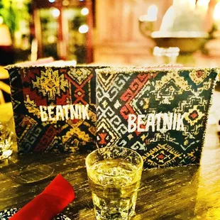 Love these textile-rich drink menus! Could genuinely be sold as coffee table decor - hubba hubba