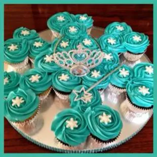 a plate of cupcakes with frosting