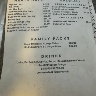 Menu back