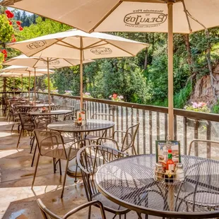 Outdoor patio overlooking Bear Creek.