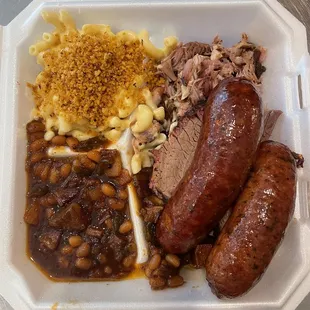 Andouille, Gator, Pork, Brisket, Pit Beans, Mac