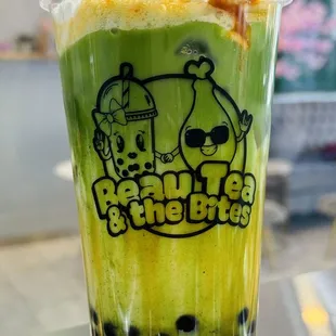 Caramel matcha milk Tea