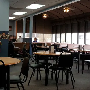 tables and chairs in a restaurant