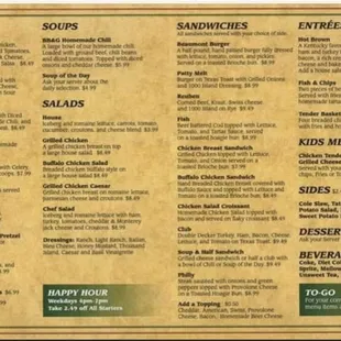 Menu as of 1/17/21
