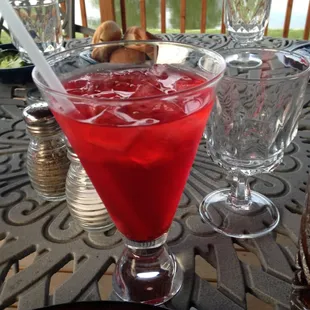 Cranberry vodka drink fro the bar at the Chuck Wagon dinner