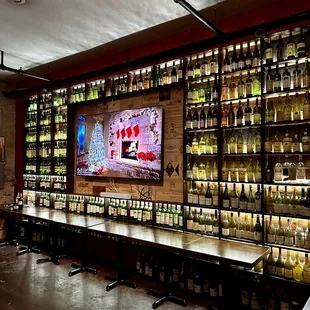 bottles of wine on shelves