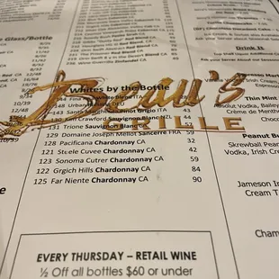 menu