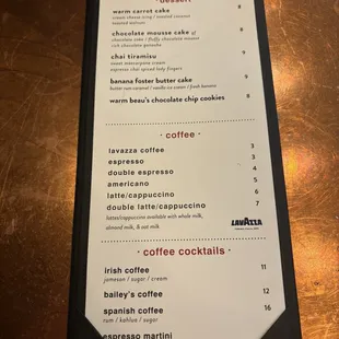 Dessert menu!