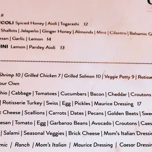 Salads and appetizers