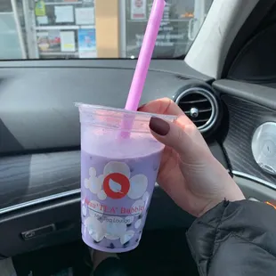 Taro milk tea with boba