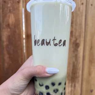 Strawberry Matcha Latte ($6.25) and Boba ($0.75)