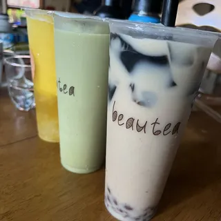 Grass Jelly Red Bean Milk Tea