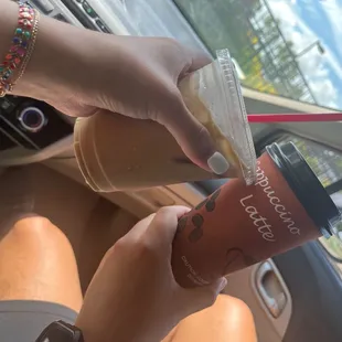 Lavender Iced Oatmilk Latte and Lavendar Mocha Latte