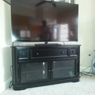 Corner TV stand finished by Beautiwood