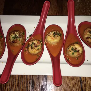 Grilled Cheese, Smoked Bacon & Tomato Soup Dumplings