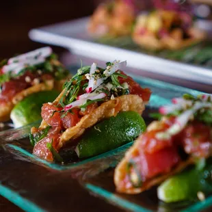 Tuna Poke Wonton Tacos