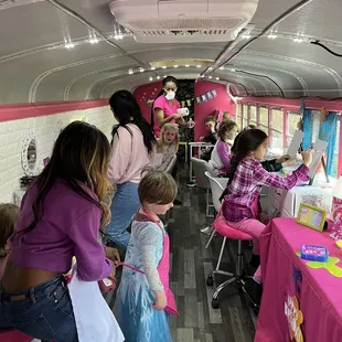 The painting party on the bus