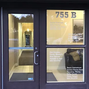 Outside of the building.