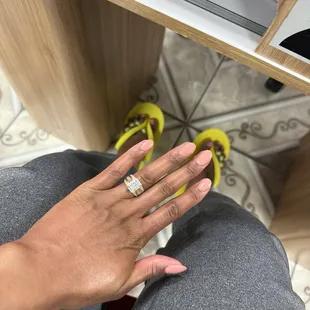 Manicure (almond shape) and deluxe pedicure.
