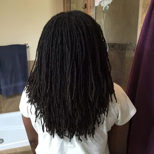 My beautiful, thick hair before Dwana put her claws in it.  Each lock was uniform in size.