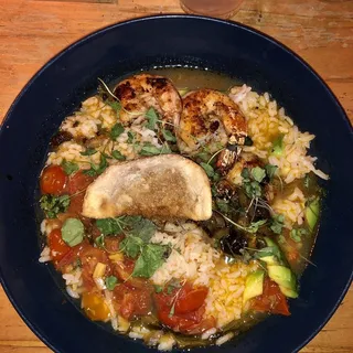 New Bedford Scallops & Gulf Shrimp & Thai Pork Dumpling