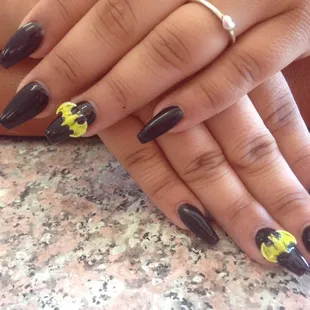 coffin nails with 3D batman artwork