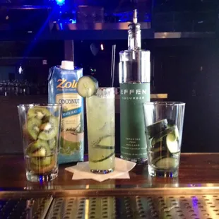 &quot;The Beaux-tox!&quot; One of nine specialty cocktails offered. Muddled kiwi, cucumber infused vodka, coconut water... So refreshing!