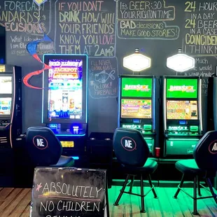 a row of slot machines