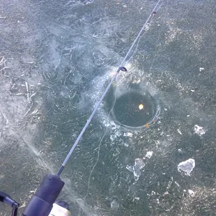 Ice fishing.