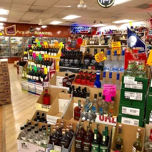 the inside of a liquor store