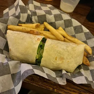 Beaver Creek Shrimp Wrap with fries