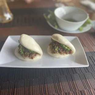 two buns on a plate