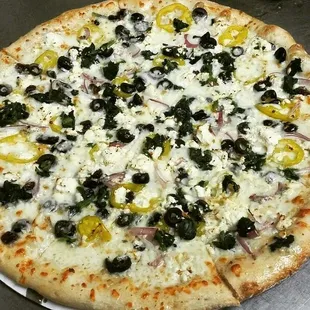 Beavercreek Pizza Dive Greek Pizza (great vegetarian option).