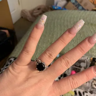 White French glitter nails