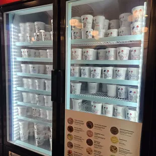 Pints of ice cream available and flavors listed