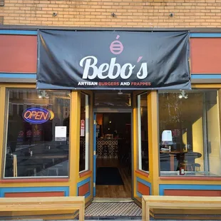 The outside with the temp sign