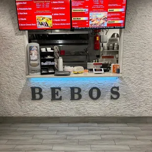 the counter and menus