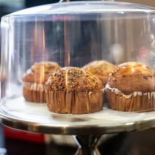 muffins under a glass dome