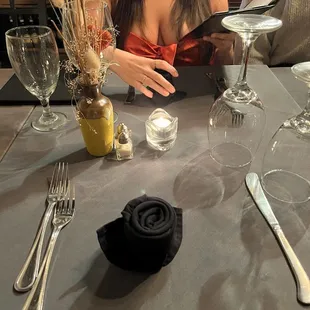 Setup at the table upon arrival